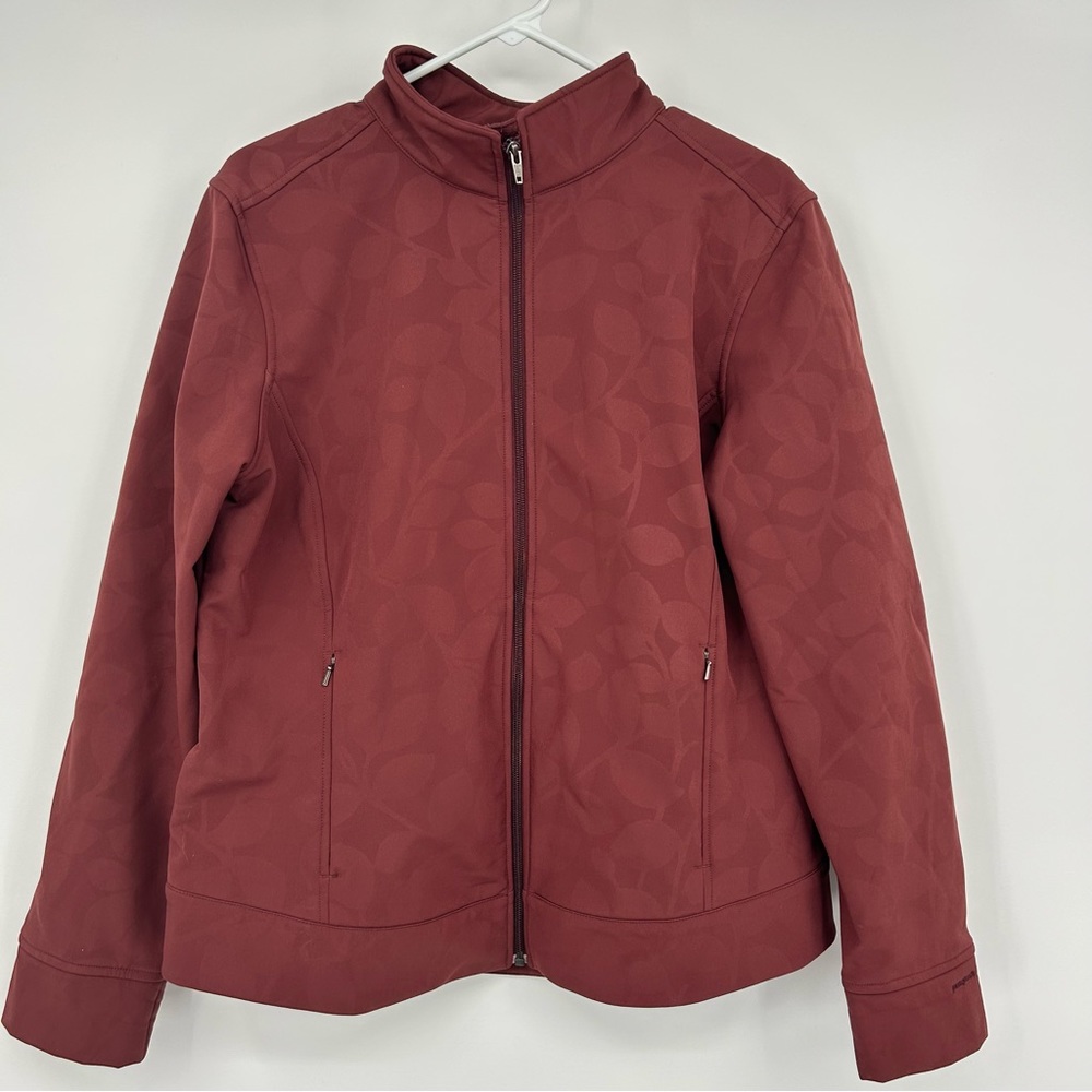 Patagonia Soft Shell Maroon Leaf Print Jacket
